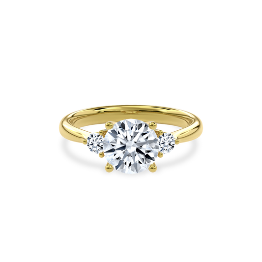 Daphnis Three Stones Engagement Ring Round•Yellow Gold