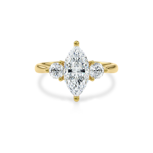 Daphnis Three Stones Engagement Ring Marquise•Yellow Gold